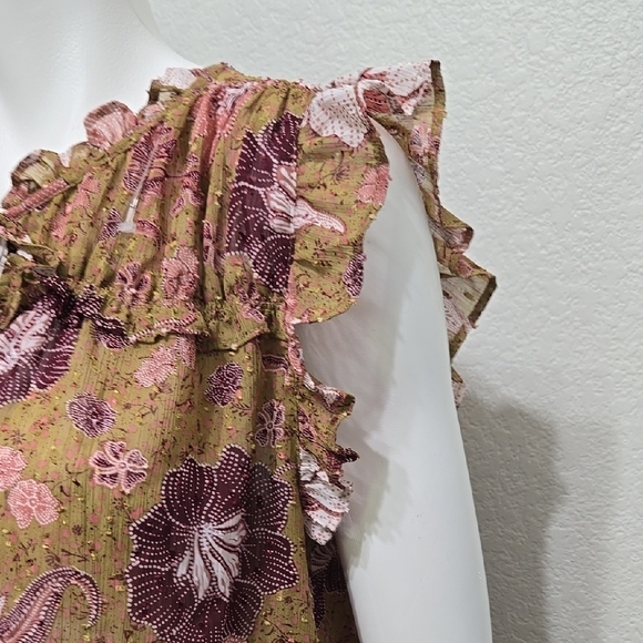 Joie Floral Keyhole Tie Neck Top Size L - Picture 5 of 13